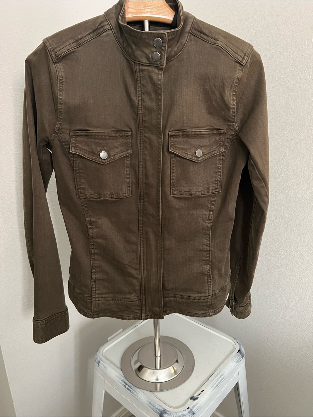 Liverpool Women's Olive Utility Jacket with Snap Pockets